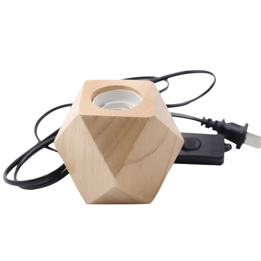 75x80mm retro wooden lamp holder with vintage design and E27 bulb fitting