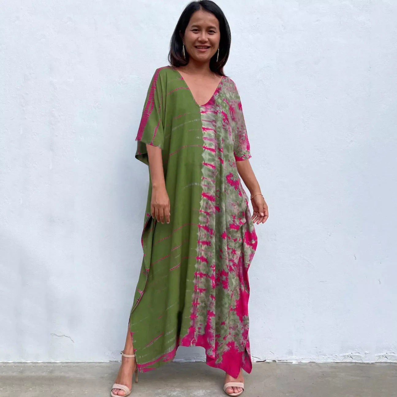 Cotton Beach Cover-up Robe Dress in various colors, perfect for beach or poolside lounging.