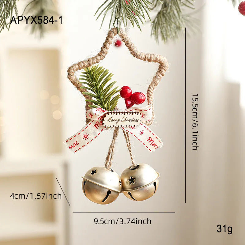 Metal Christmas bell ornament in gold, green, red or silver, single iron hanging decoration