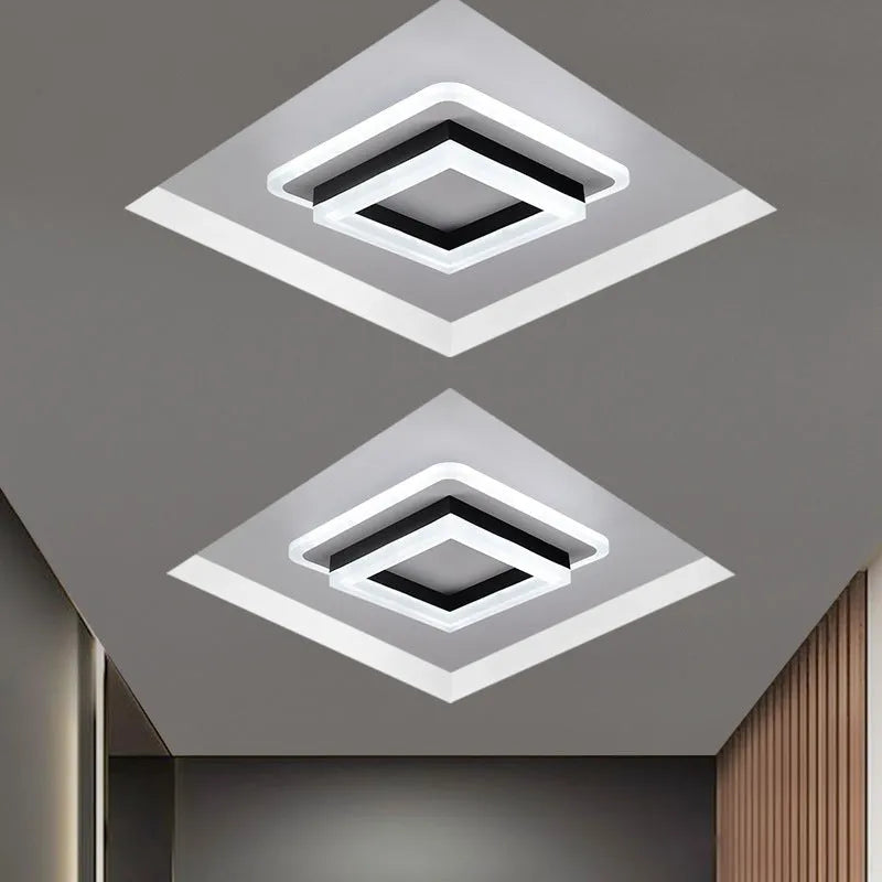 Modern LED corridor ceiling light in black round design with tri-colour adjustable lighting for hallways and entrances