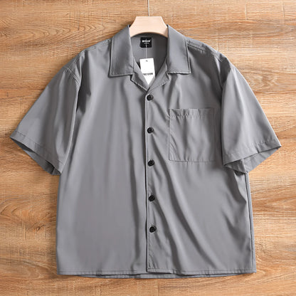 Men's lightweight pure cotton short sleeve shirt in loose Japanese style