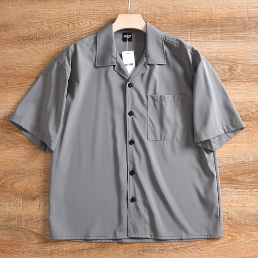 Men's lightweight pure cotton short sleeve shirt in loose Japanese style