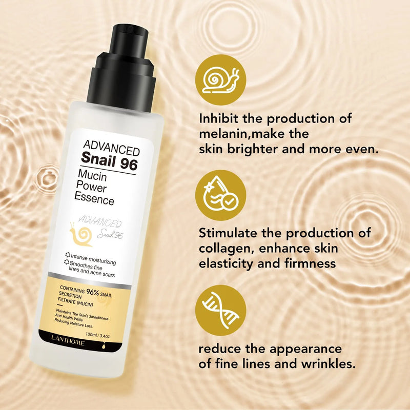 Snail Serum Moisturising Facial Essence 100ml for Men and Women - Hydration-Boosting Skincare Treatment Suitable for All Skin Types, Home Use Facial Care Product with Concentrated Snail Secretion Extract