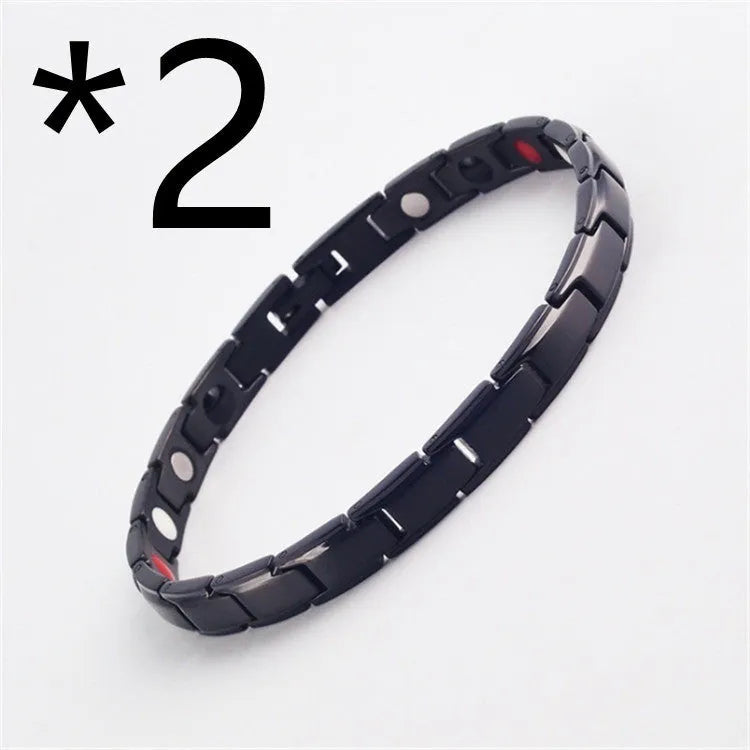Metal rhombus therapy bracelet in black, bronze, gold, or silver, available as single or multi-pack for arthritis and slimming support.