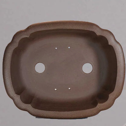 Handmade purple clay rectangular flower pot with antique finish, dimensions 51x41x14cm