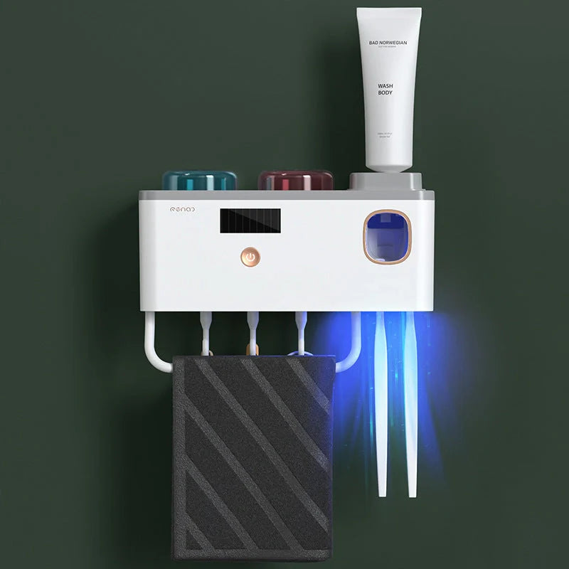 Multifunctional UV Germicidal Toothbrush Rack with magnetic cup and USB power