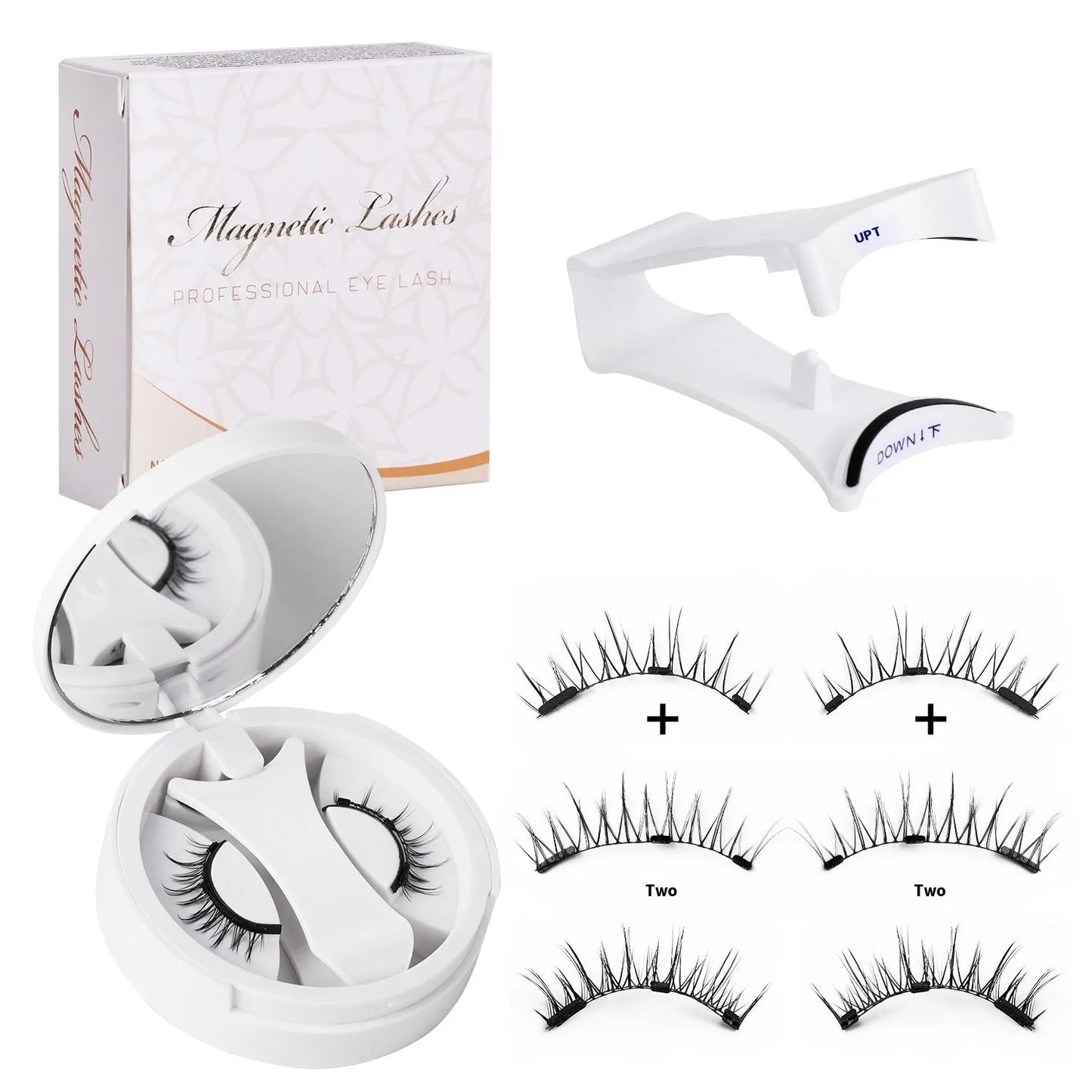 Magnetic false eyelashes with integrated soap holder compartment, portable cosmetic organiser