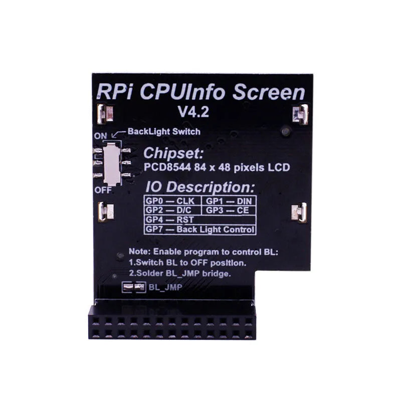 Raspberry Pi 1.6-inch LCD display with backlight switch for CPU monitoring in smart home setups
