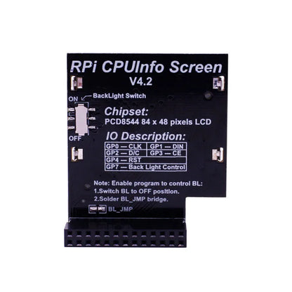 Raspberry Pi 1.6-inch LCD display with backlight switch for CPU monitoring in smart home setups