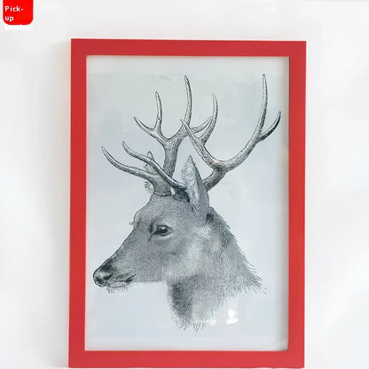 Rectangular solid wood photo frame with baking paint finish showing colour options and size variations