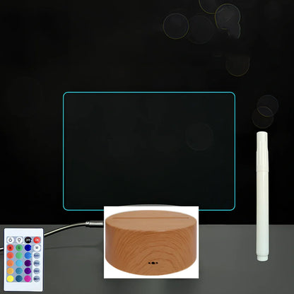 3D acrylic LED message board with touch controls showing illuminated writing on 3.5mm thick surface