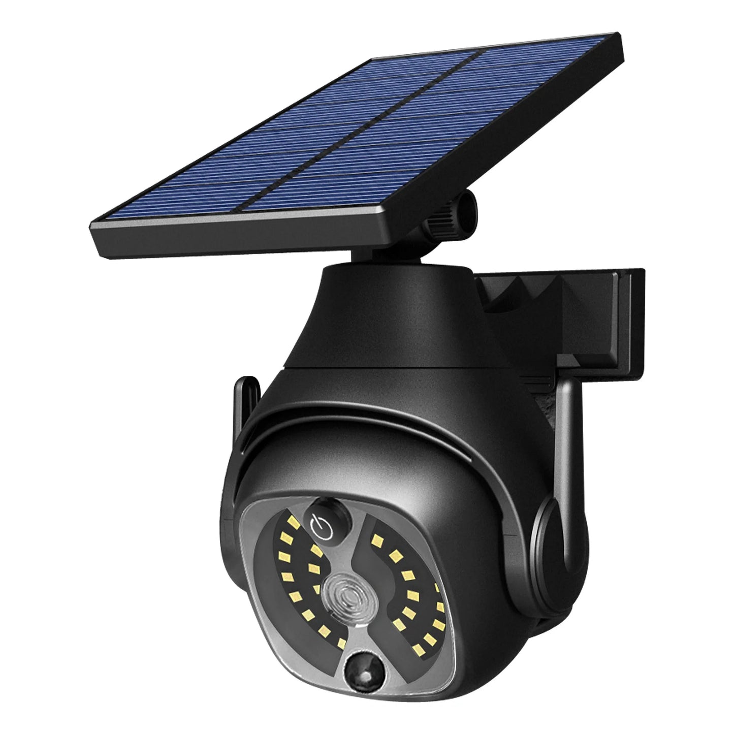 Solar-powered outdoor courtyard lights with human sensing and adjustable solar panels