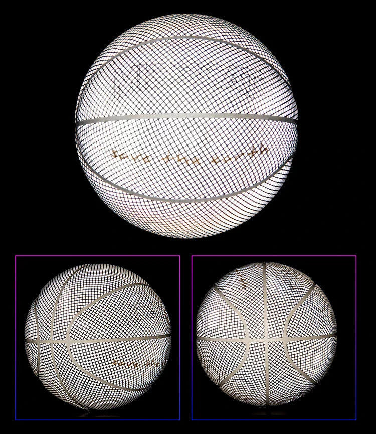 Glowing luminous basketball with mesmerizing rainbow, moon, and multicolored lighting effects for dazzling nighttime games
