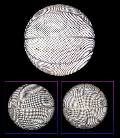 Glowing luminous basketball with mesmerizing rainbow, moon, and multicolored lighting effects for dazzling nighttime games