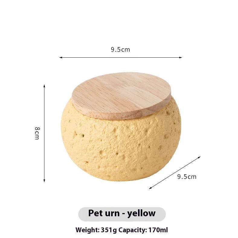 Cement pet funeral urn with spray colour finish in six colour options for ashes storage