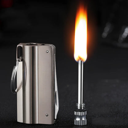 Waterproof key ring lighter with alloy body and wire drawing finish measuring 6cm length