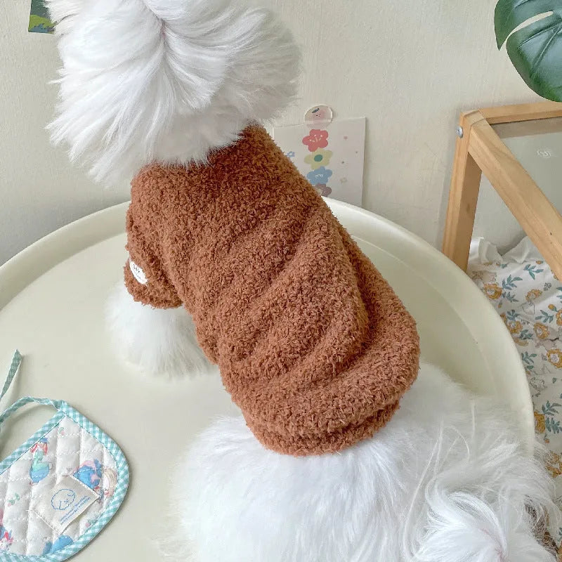 Reversible cloud velvet dog jacket shown in multiple colours and sizes