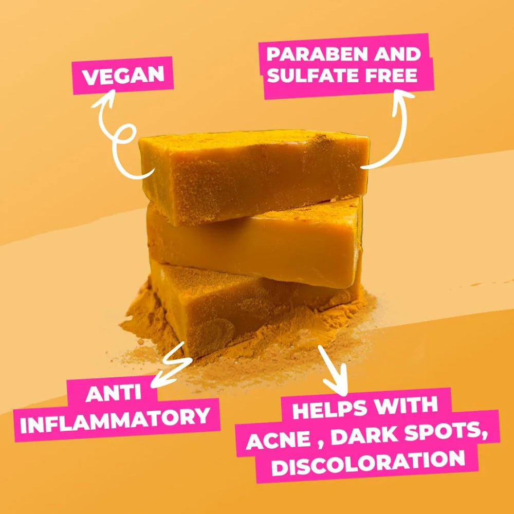 Natural Turmeric Kojic Soap for brightening and moisturizing skin, handmade with natural ingredients.