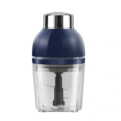 Dark blue meat grinder blender with 200W motor, 25cm height, universal voltage 111V-240V compatibility