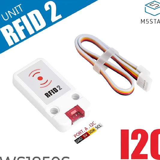 M5Stack RFID2 WS1850S 13.56MHz RFID reader module with HY2.0-4P cable.