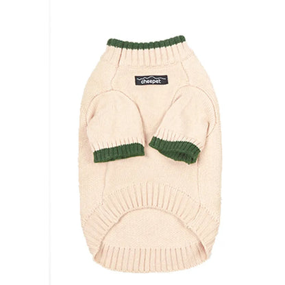 British style wool pet sweater with contrast colour legs for dogs and cats in Crown Blue, Flower Green Yellow, and Yellow Apricot