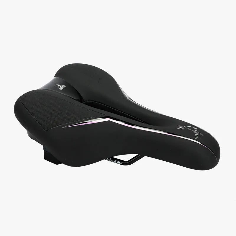 Mountain bike saddle 26x18x6cm in blue gradient, leather fabric and silicone bicycle seat cushion