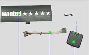 Thin 0.5mm electroluminescent car window sticker kit with driver unit and cable producing white light.