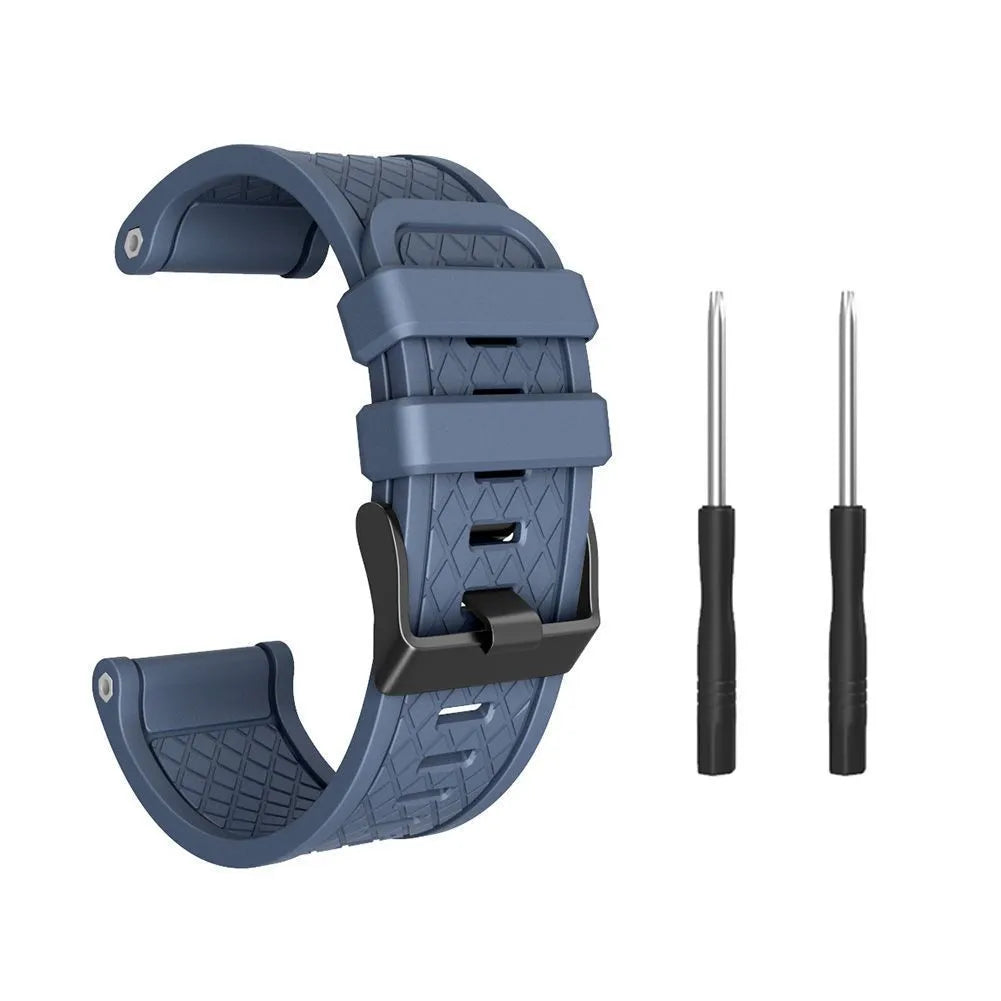 Black silicone watch strap with stainless steel fittings for Jiaming 26mm watch cases