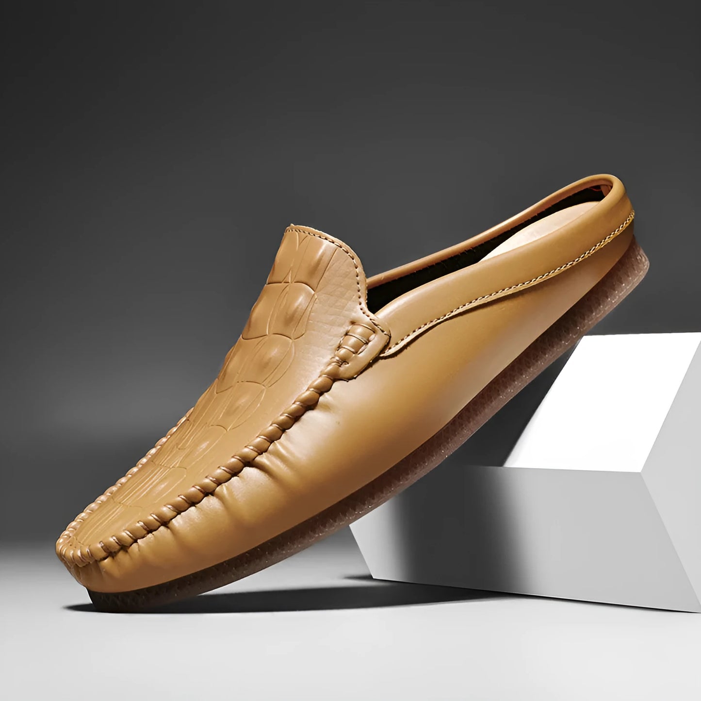 Men's black, grey and yellow summer semi-slippers with rubber soles and breathable artificial PU uppers