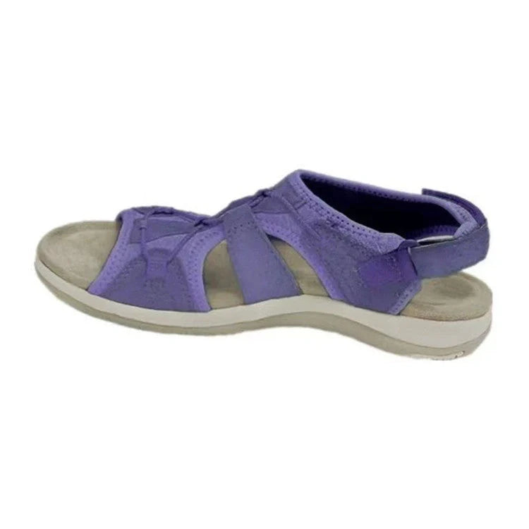 Women's Roman wedge sandals with Velcro strap and round toe in various colors
