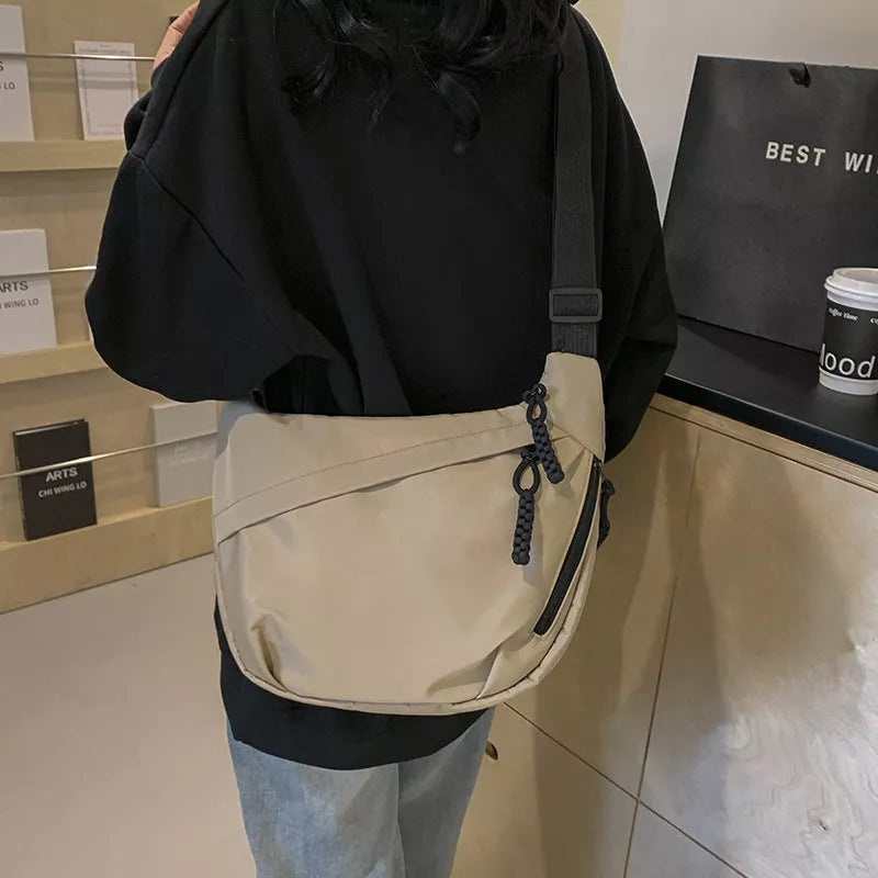 Korean Underarm Tote Bag in black, red, white, and khaki with mobile phone pocket