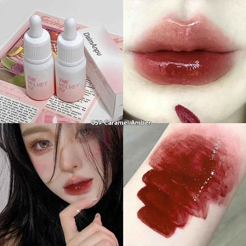 Mirror Lip Lacquer Lipstick in four colour shades: Spring Day Wilderness, Orange Tabby Cat Diary, Low-key Charming, and Fog Berry.