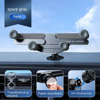 Aluminium alloy car phone mounting bracket showing snap-on design with silver finish