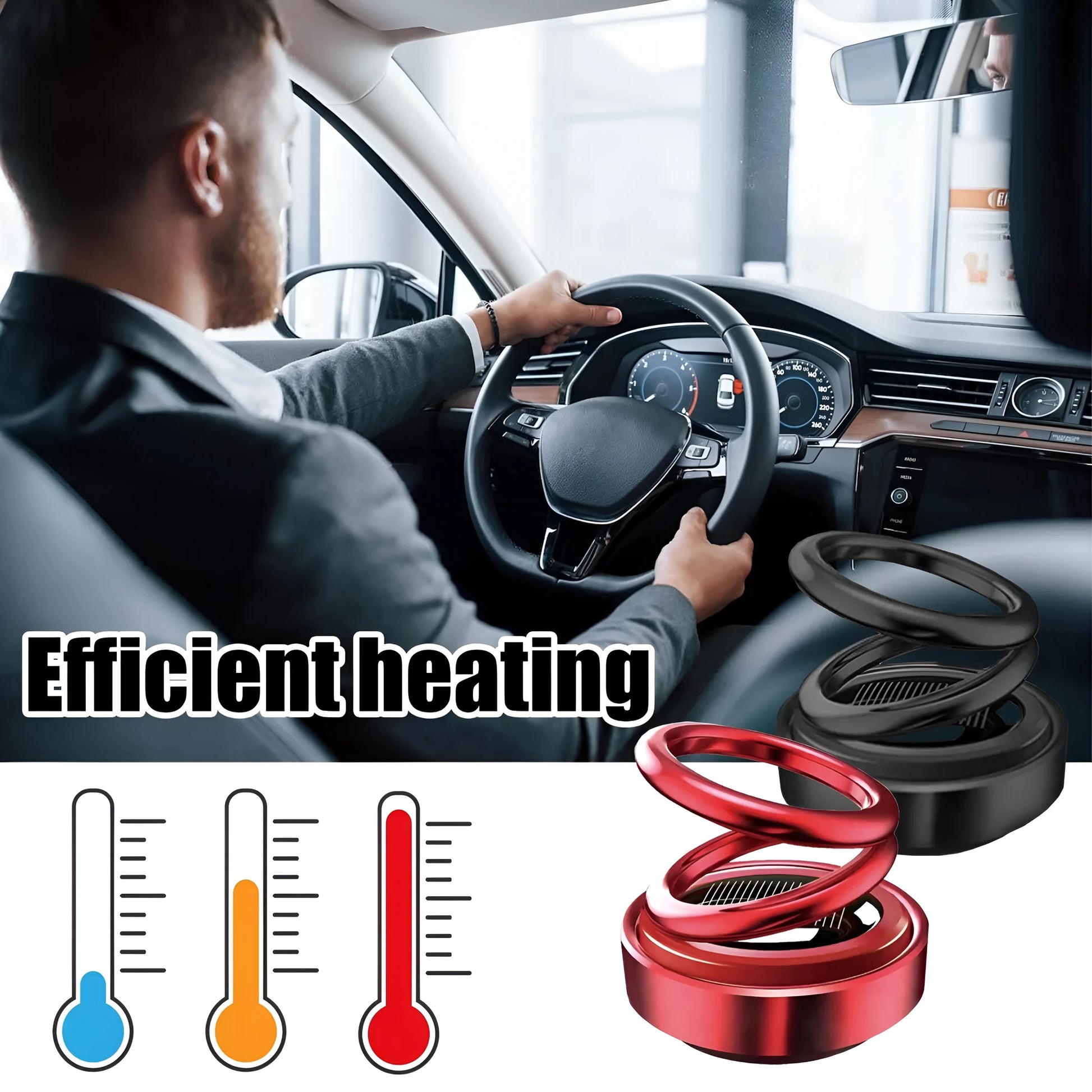Portable miniature vibration radiator for cars in black or red, 5.1x6cm with fragrance function