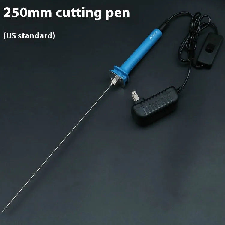 Blue plastic-handled electric heating cutter pen for cutting foam and pearl cotton.