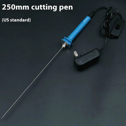 Blue plastic-handled electric heating cutter pen for cutting foam and pearl cotton.