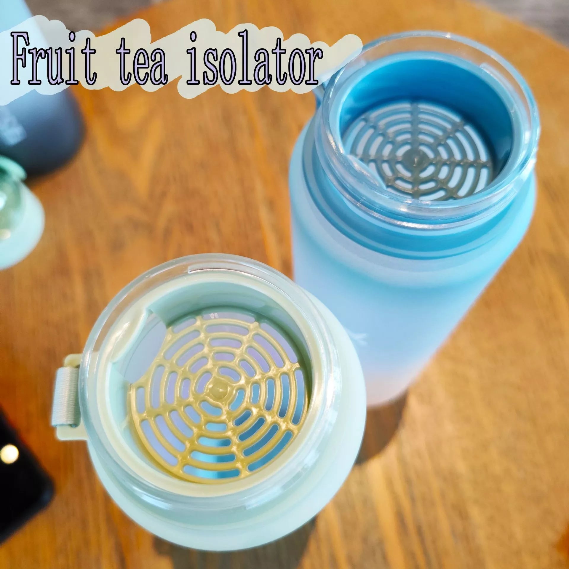 Rainbow Gradient Plastic Cup with 1L capacity in green, blue, gray, and pink colors