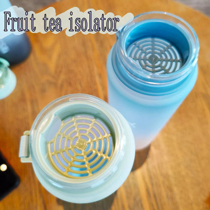 Rainbow Gradient Plastic Cup with 1L capacity in green, blue, gray, and pink colors