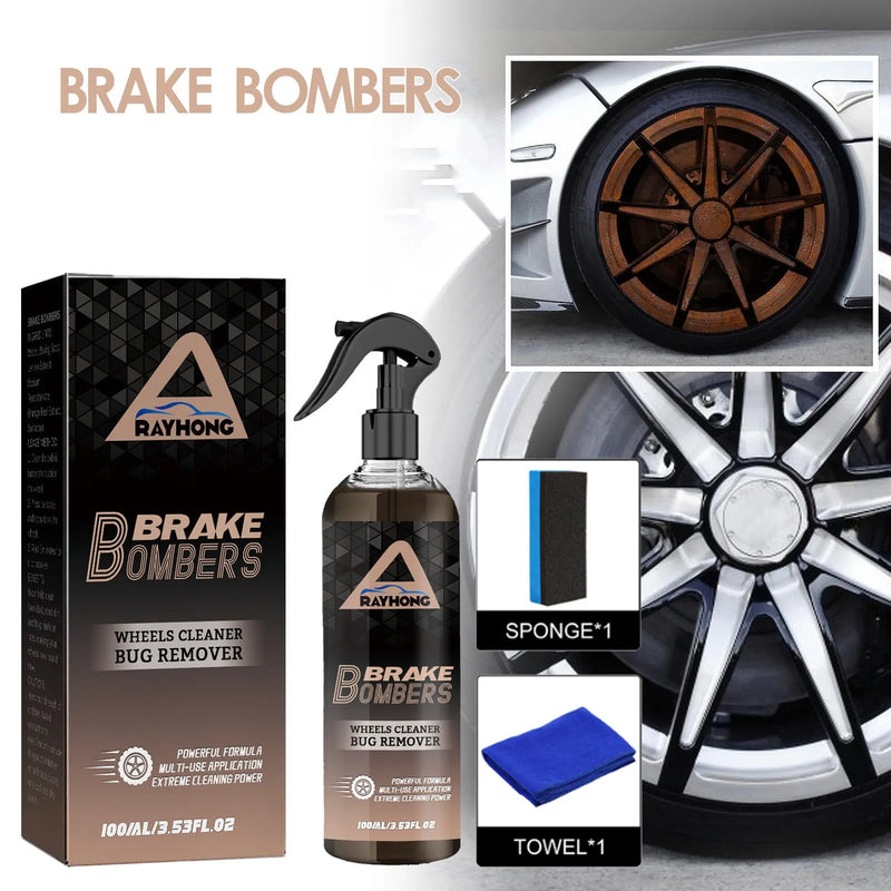 Car brake cleaner rust removal brilliant polish liquid 120ml automotive disc brake component cleaner with included sponge towel for calipers rotors and metal parts