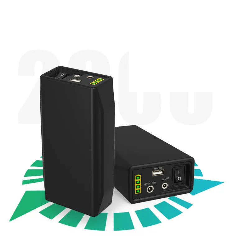LF4100 compact black 12V lithium iron phosphate battery with output ports and included charger.