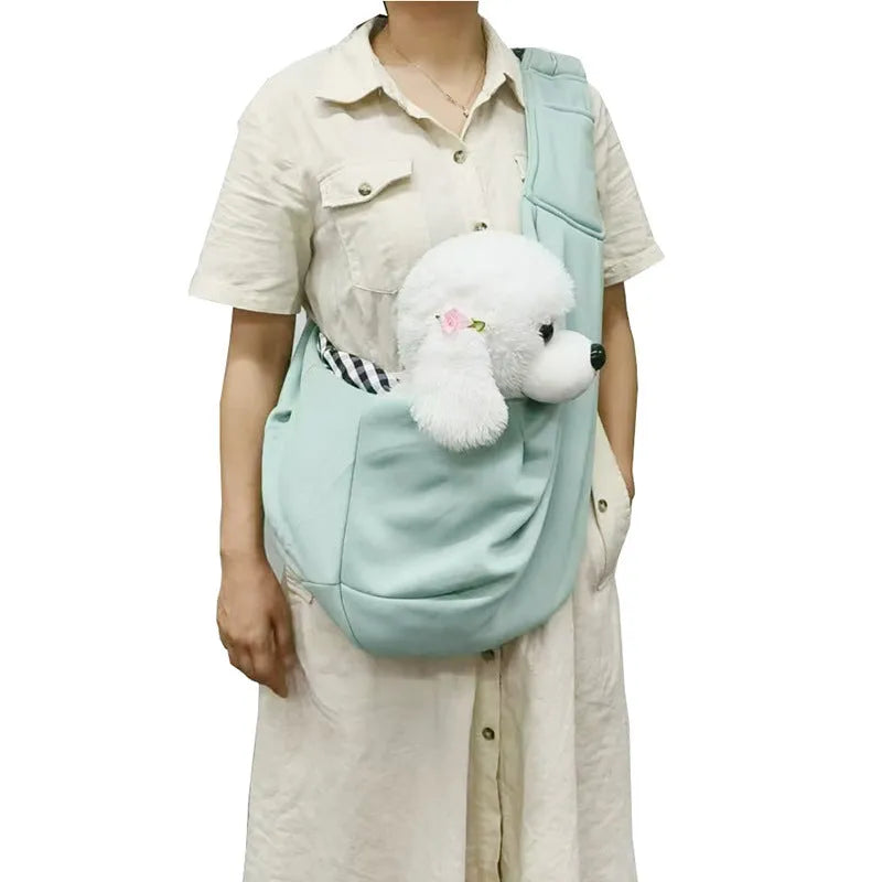 Soft brown adjustable shoulder strap dog carrier bag for small pets