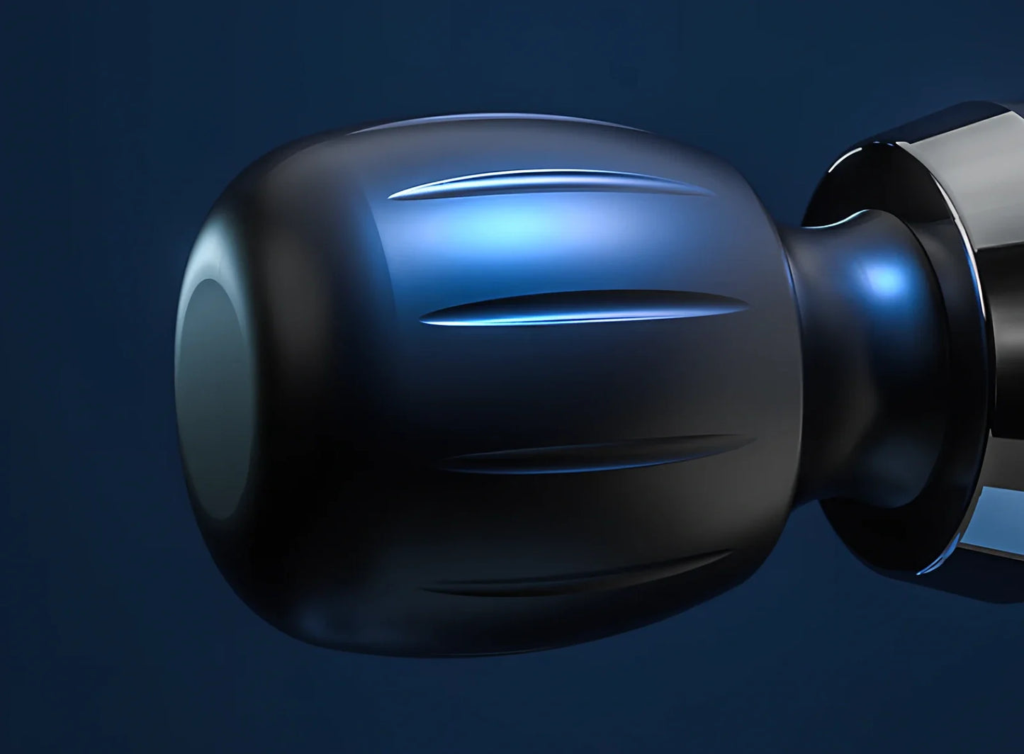 Black portable fascia massage gun with USB charging port and compact 23cm design for muscle recovery