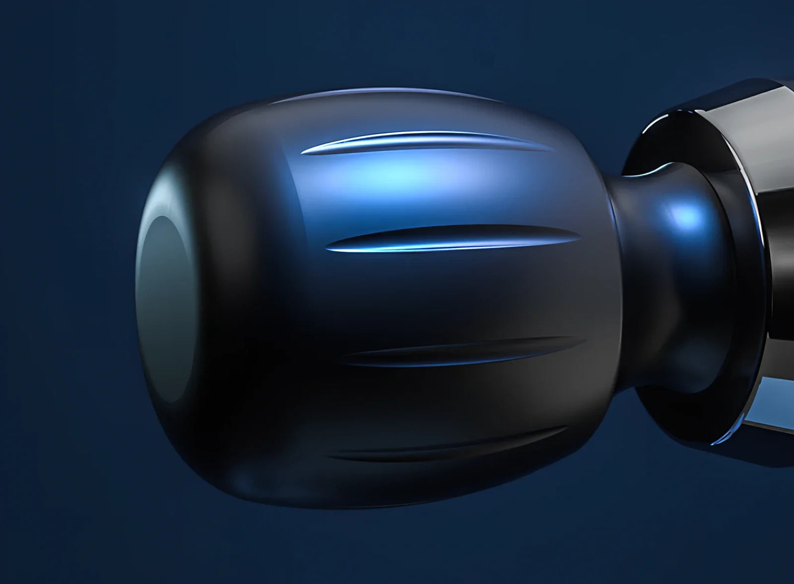 Black portable fascia massage gun with USB charging port and compact 23cm design for muscle recovery