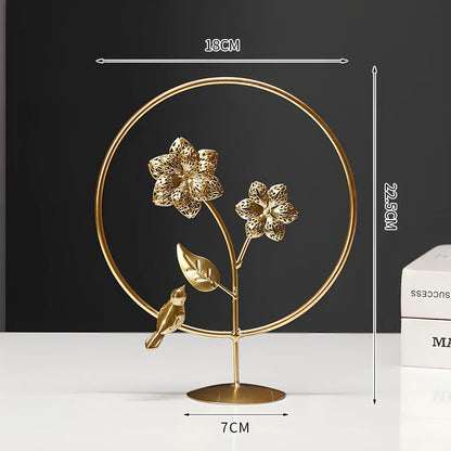 Nordic geometric wrought iron ornament with copper finish measuring 15x20cm