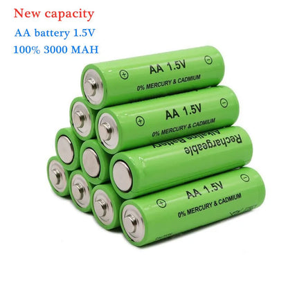 Alkaline rechargeable AA battery with 3000mAh capacity and 1.5V voltage for household devices