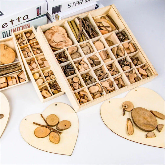 Handmade Baby DIY Twig Toy with wooden blocks for creative and educational play