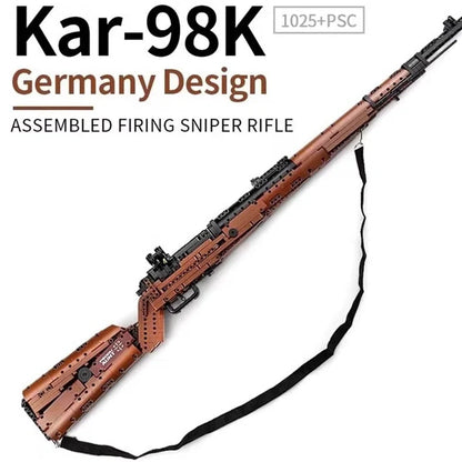 Building blocks sniper rifle assembly toy with bullet launch mechanism in gift box packaging