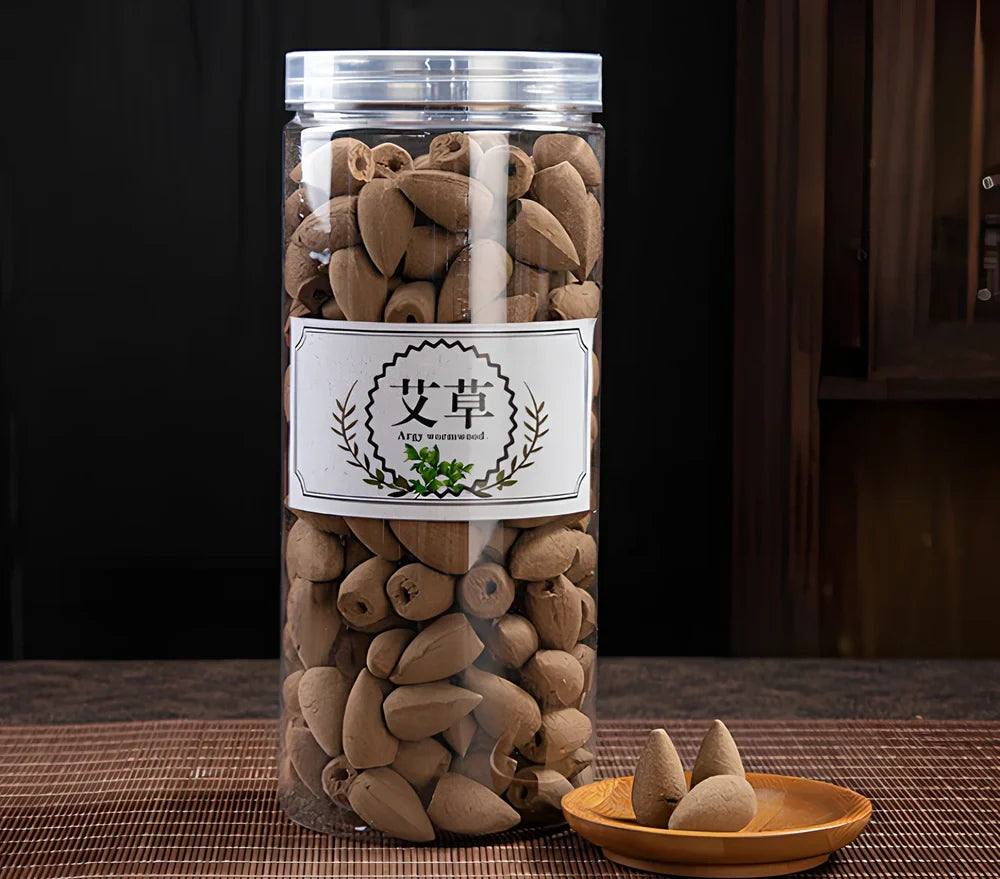 Handmade black glaze ceramic backflow incense burner tower, 10cm high with smoke waterfall effect