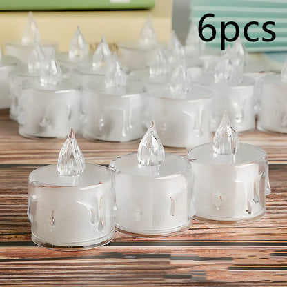 Electronic LED candle lamp with warm white illumination, 3.6cm diameter transparent design