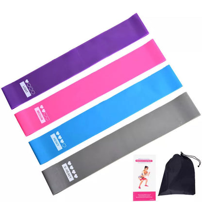 Adjustable tension resistance bands set for fitness, yoga, and bodybuilding with four color-coded levels